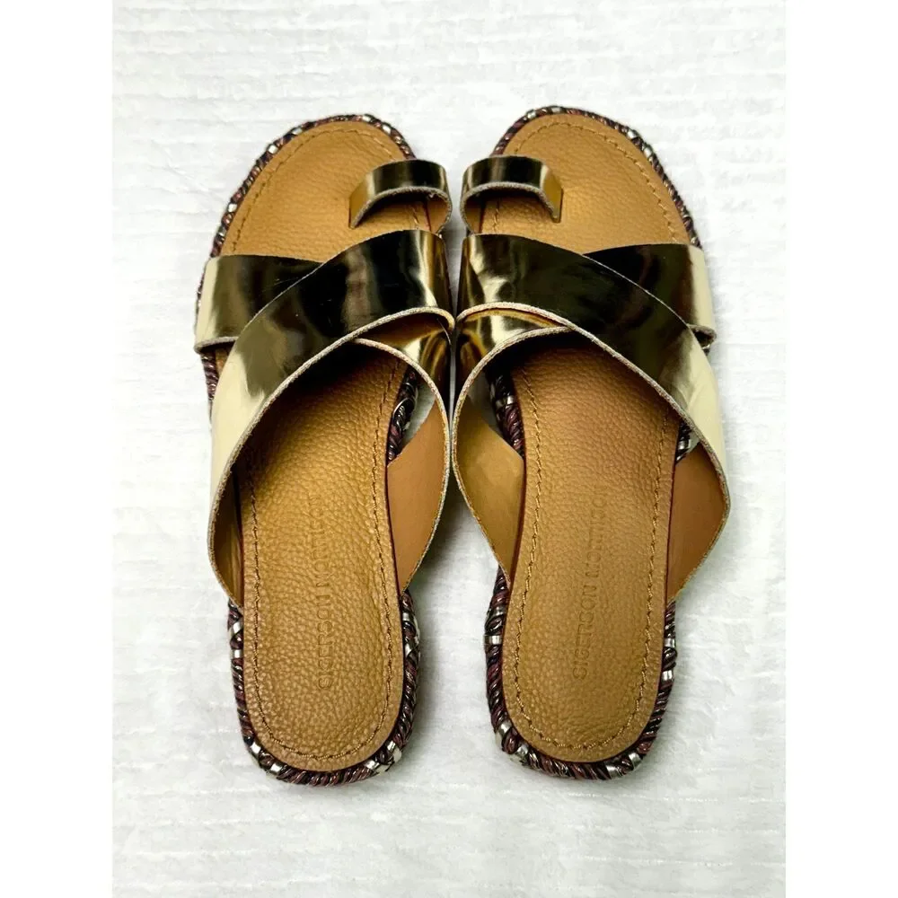 SIEGERSON MORRISON Jacob Espadrille Wedge Sandal, Gold/Lilac/Purple Metallic